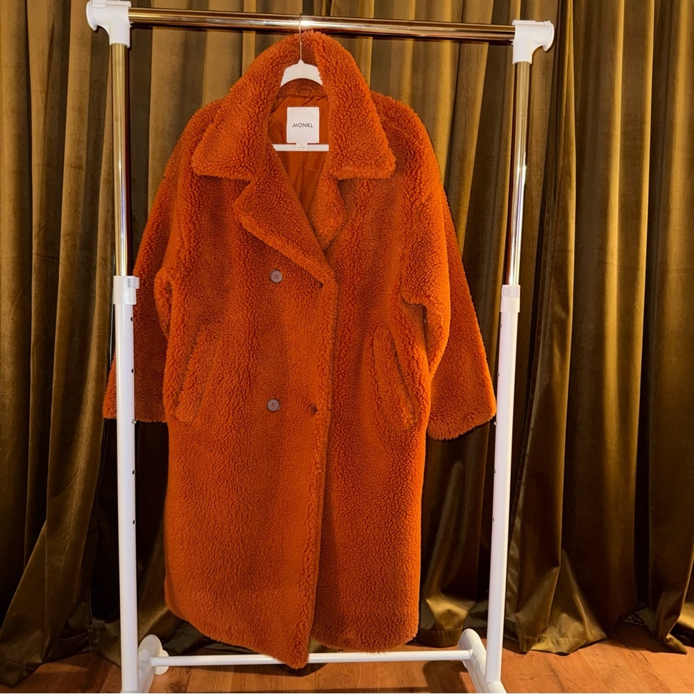 Monki Vibrant Orange Teddy Jacket - Picture 2 of 9